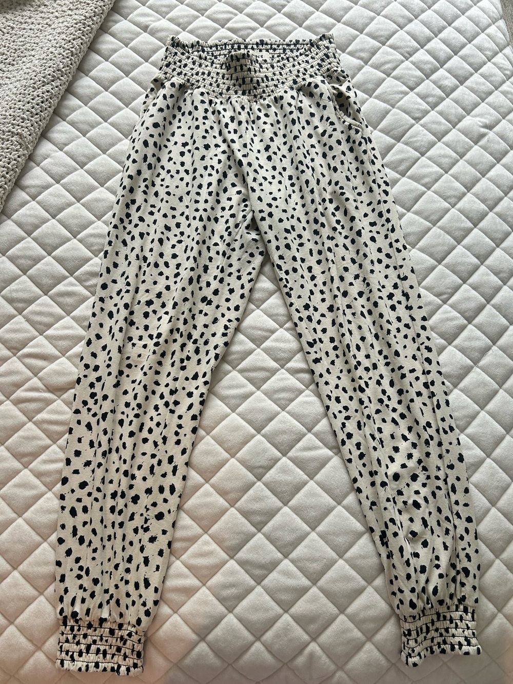 PACT Cheetah Print Jogger Pants - Cream/Black
